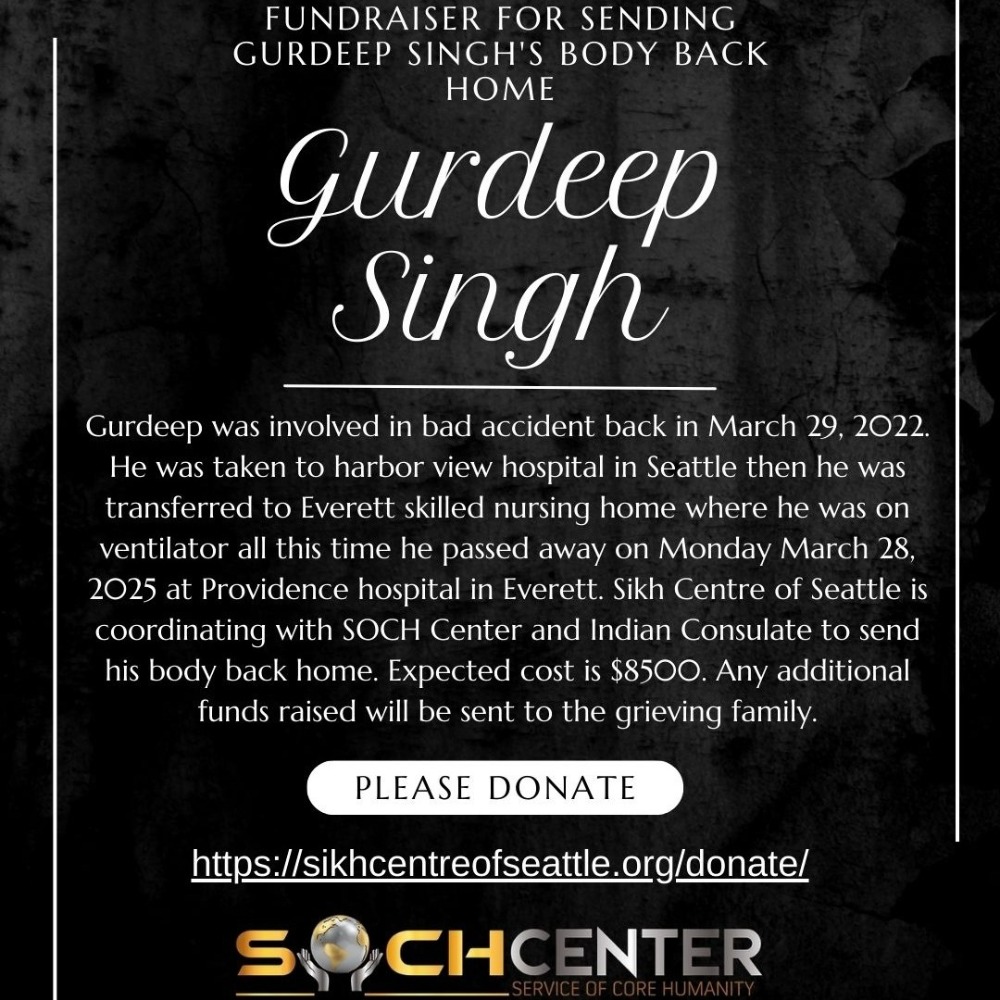 Fundraiser for sending Gurdeep Singh's body back home